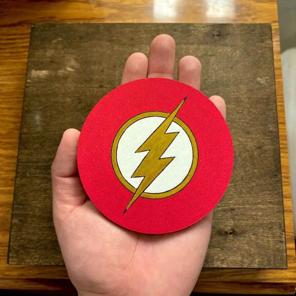 The Flash Logo Laser Engraved Painted Cork Coaster